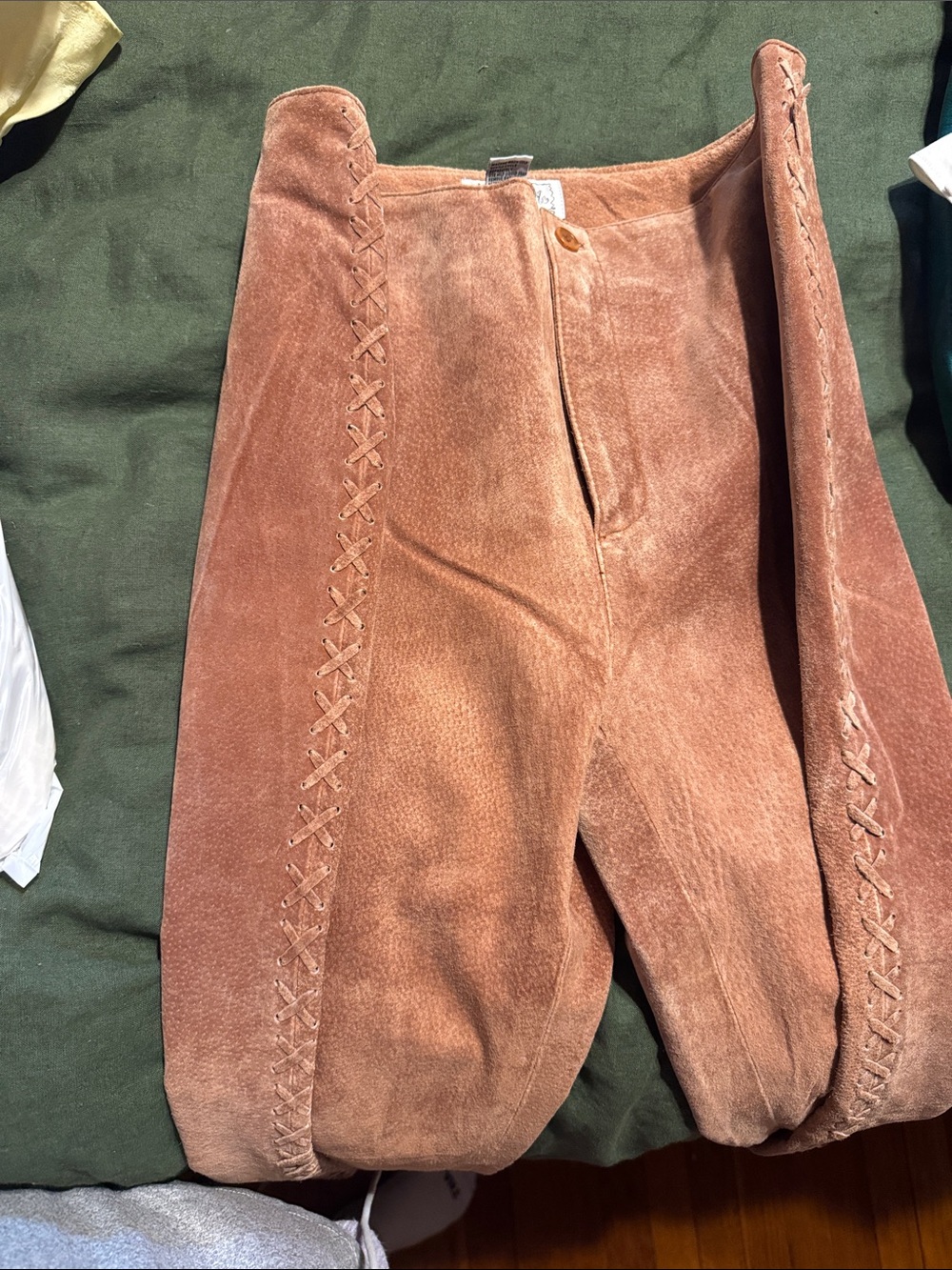 Live a Little Rust Brown Velvet Boot-Cut Pants with Side Lace Trim